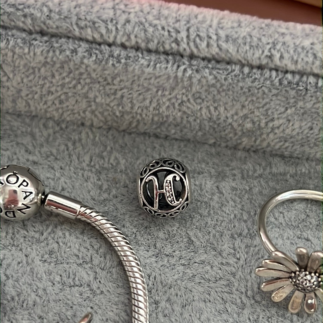 Genuine Pandora Vintage Pave Letter H Charm
