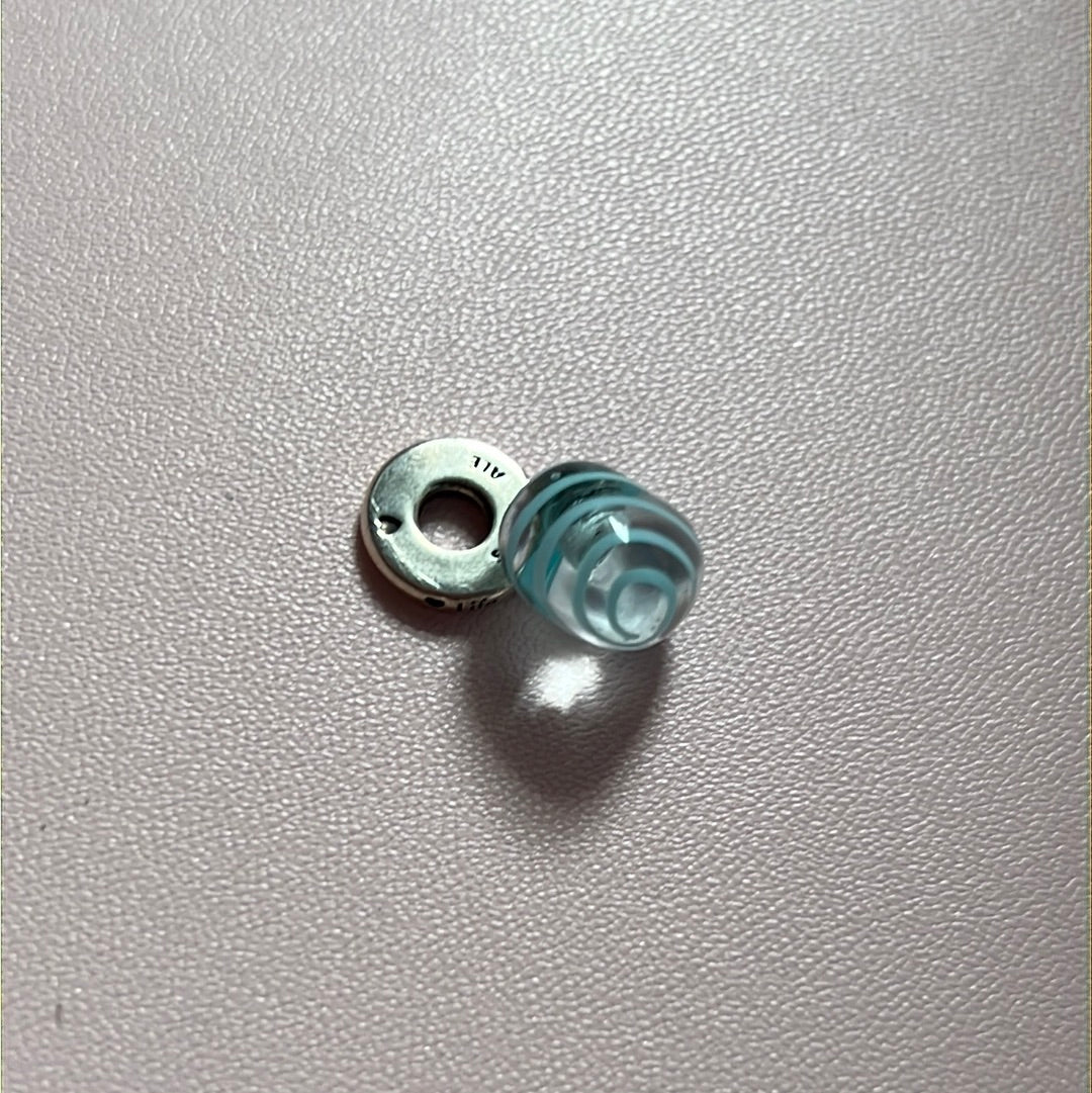 Genuine Pandora Murano Blue Dangle Heart Charm