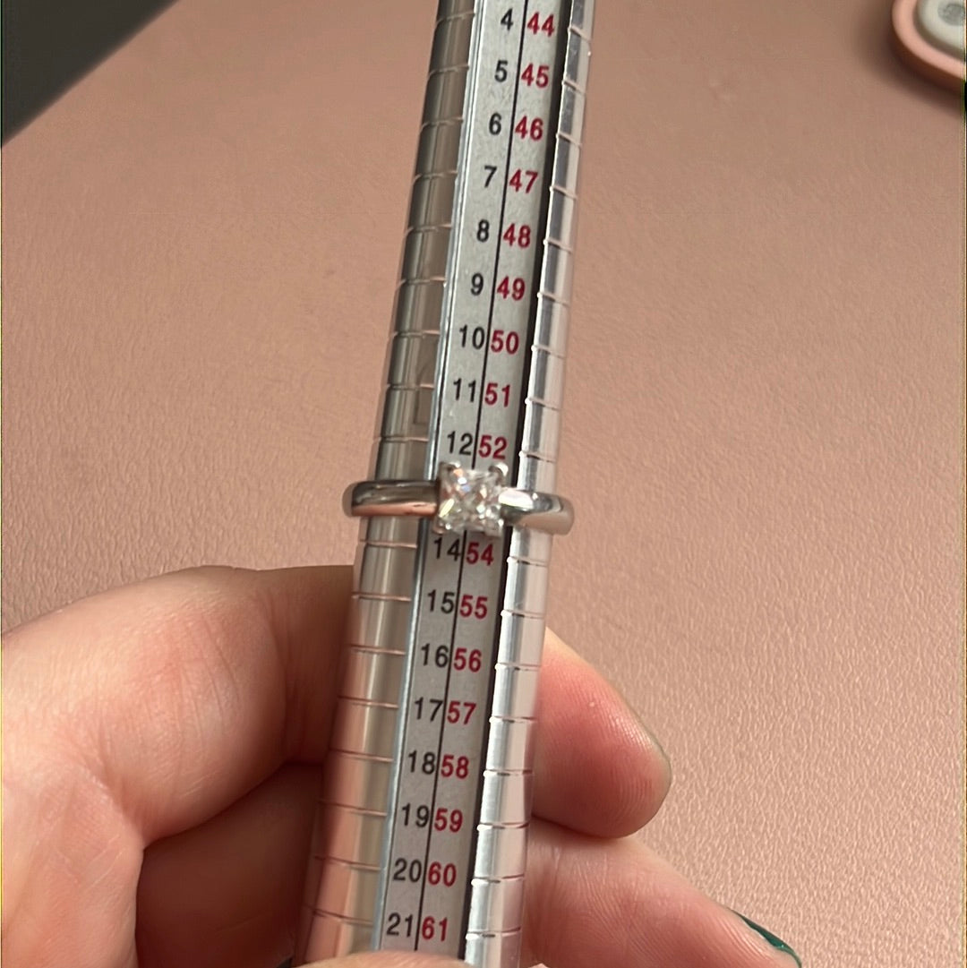 Sterling Silver Square CZ Thick Band Ring Size 54