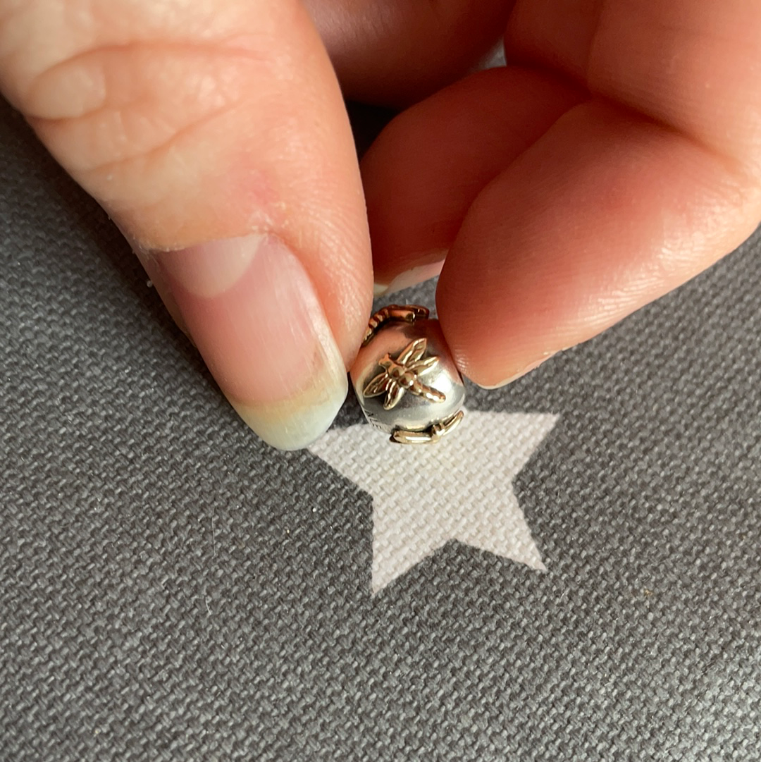 Genuine Pandora Rare HTF Two Tone Dragonfly Charm RARE
