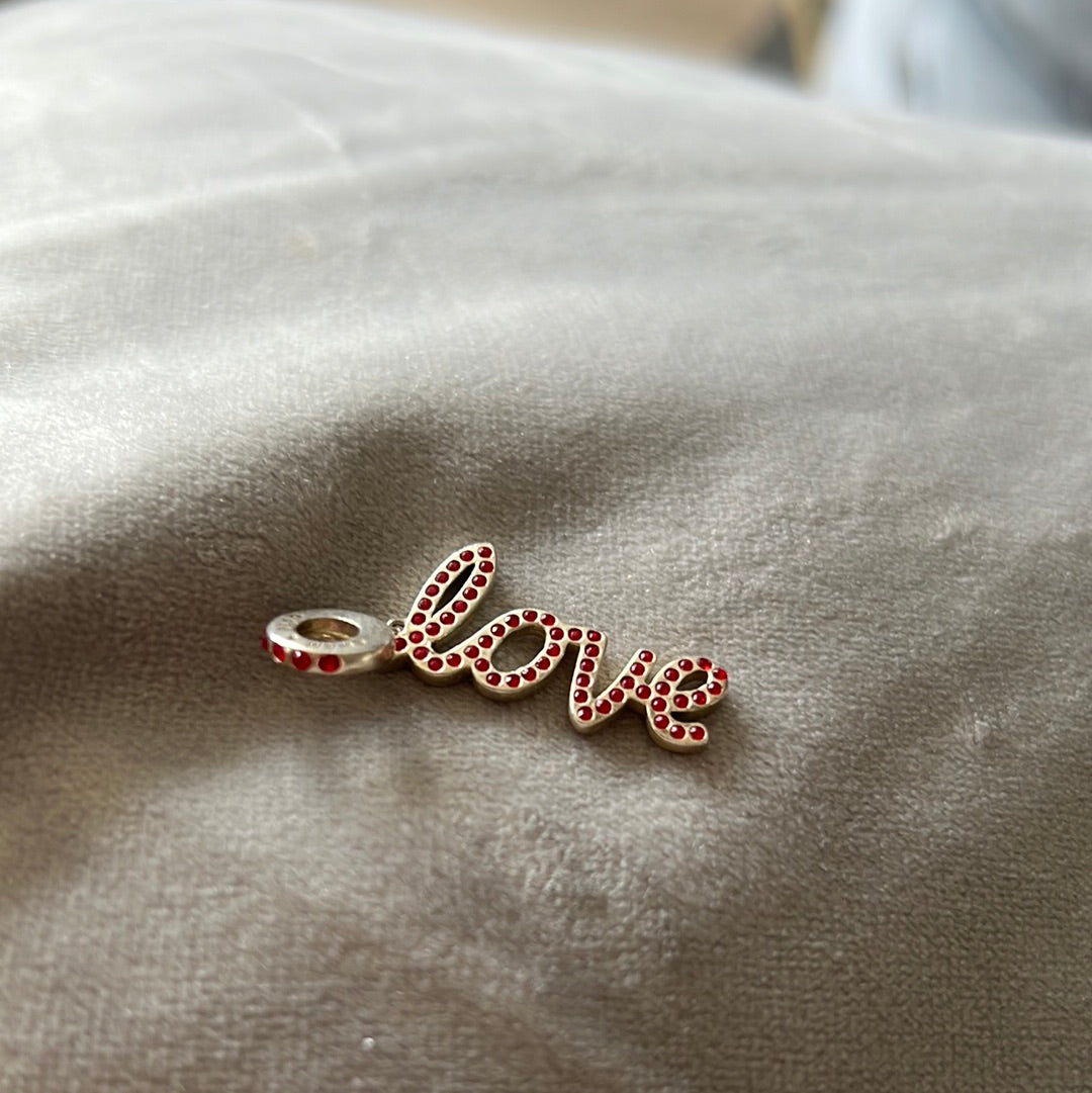 Genuine Chamilia Love Word Dangle Red Pave Large