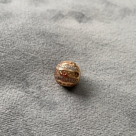 Genuine Pandora Rose Gold Pave Sparkling Logo Clip Charm