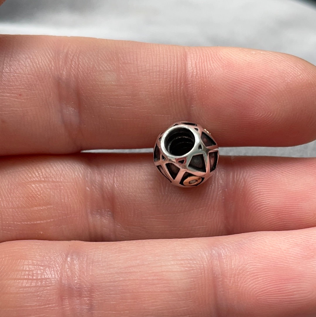Genuine Pandora Two Tone Diamond Harlequin Charm Retired RARE HTF