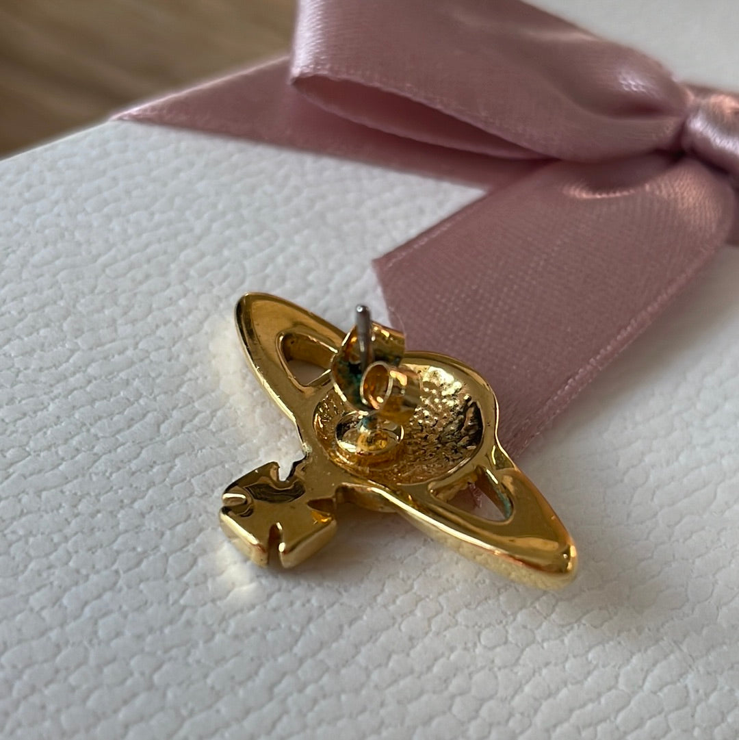 Genuine Vivienne Westwood Mini Bas Relief Gold Earrings