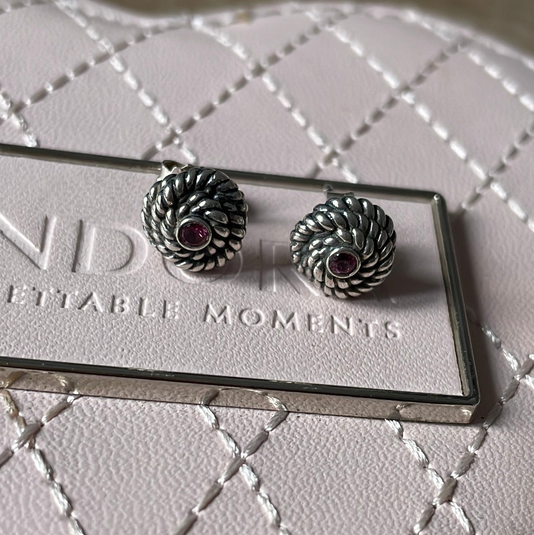 Genuine Pandora Rare HTF Hidden Romance Rhodolite Earrings Super Rare