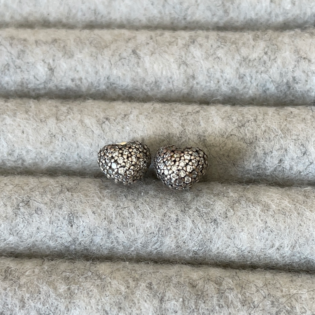 Genuine Pandora Pave Heart Earrings Studs