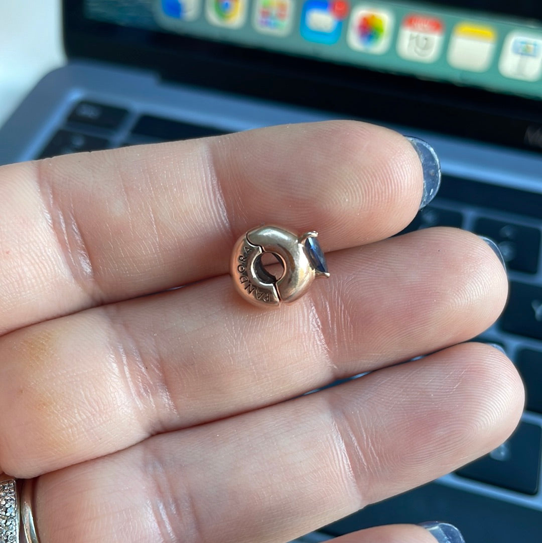 Genuine Pandora Rose Gold Blue Solitaire Single Clip