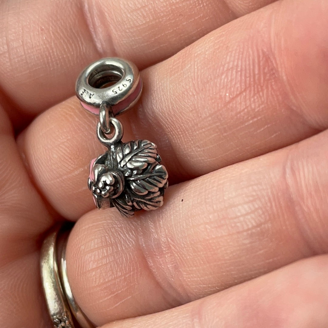 Genuine Pandora RARE Celebration Bunch of Flowers With Pink Enamel Bow and Holder Bouquet Charm