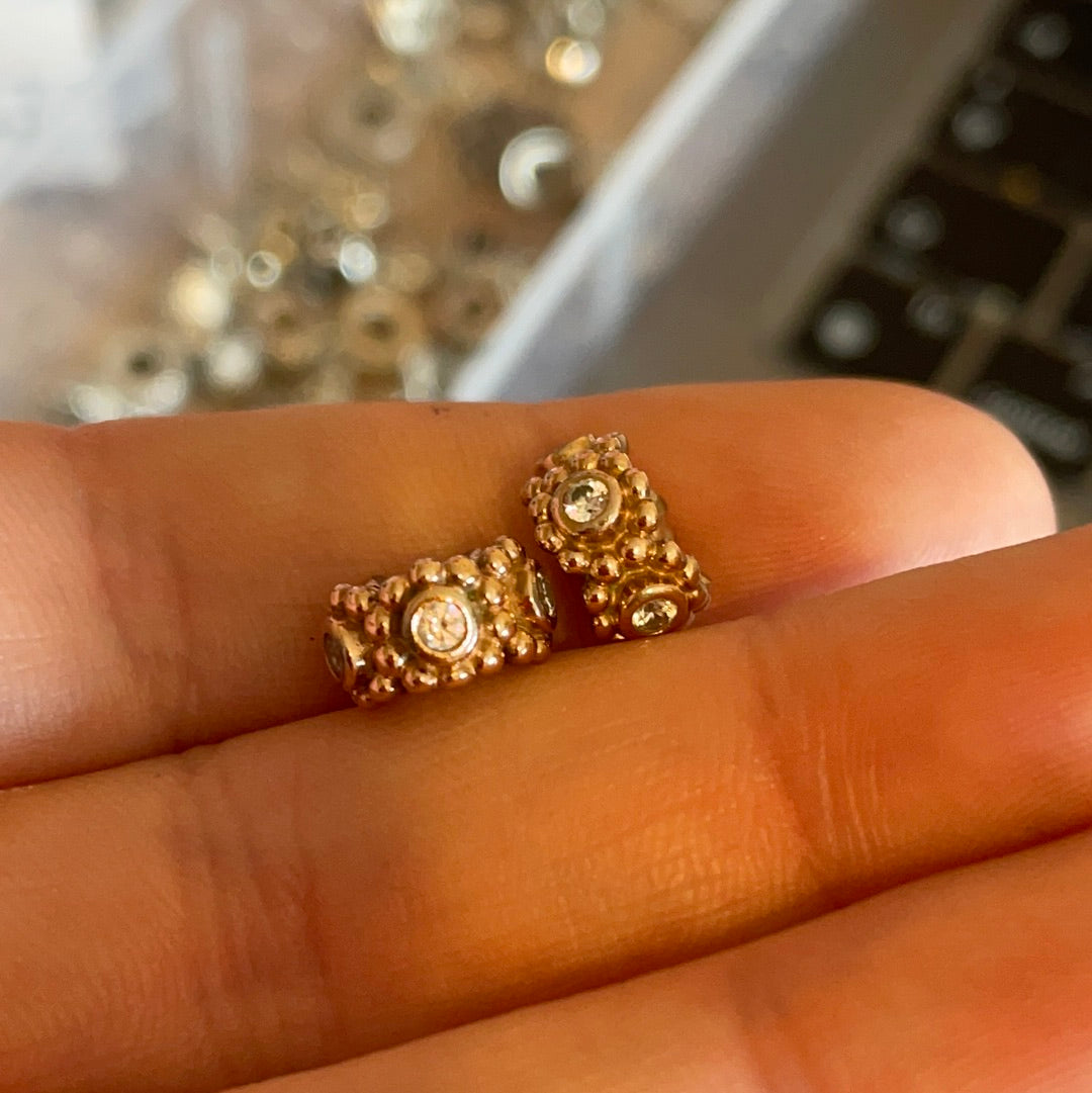 Genuine Pandora Her Majesty's Rose Gold Clear Stone Spacers x2 CZ Pave RARE